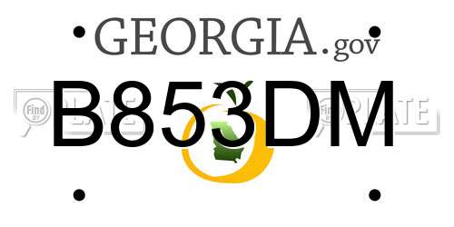 B853DM Georgia License Plate