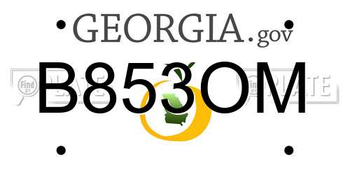 B853OM Georgia License Plate