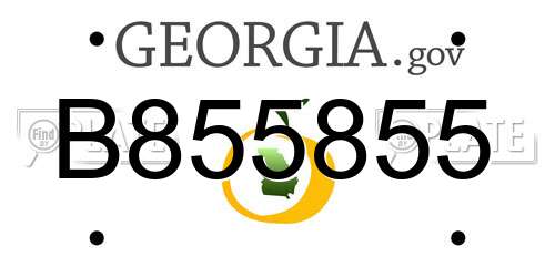 B855855 Georgia License Plate