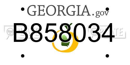 B858034 Georgia License Plate