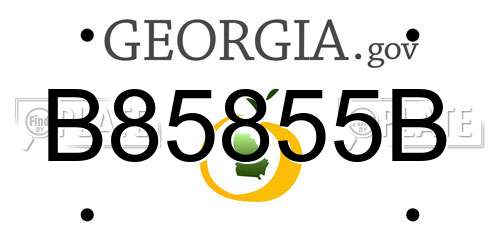 B85855B Georgia License Plate