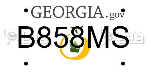 B858MS Georgia License Plate