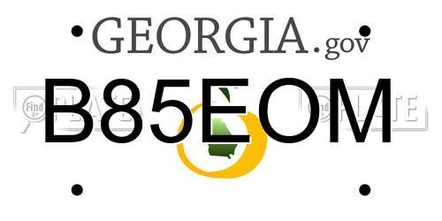 B85EOM Georgia License Plate