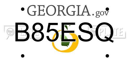 B85ESQ Georgia License Plate