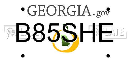 B85SHE Georgia License Plate
