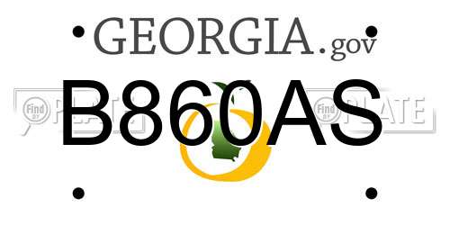 B860AS Georgia License Plate