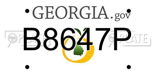 B8647P Georgia License Plate