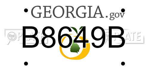 B8649B Georgia License Plate