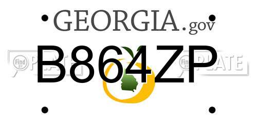 B864ZP Georgia License Plate