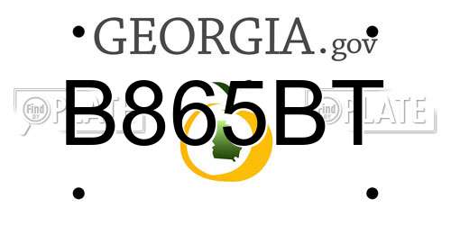 B865BT Georgia License Plate