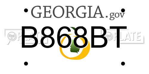 B868BT Georgia License Plate