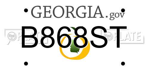 B868ST Georgia License Plate