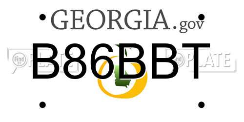 B86BBT Georgia License Plate