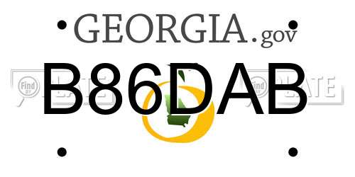 B86DAB Georgia License Plate