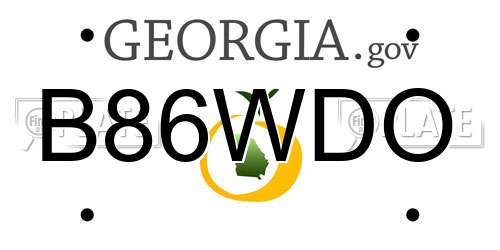 B86WDO Georgia License Plate