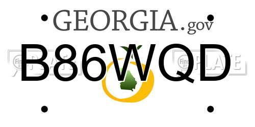 B86WQD Georgia License Plate