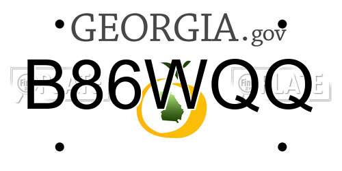 B86WQQ Georgia License Plate