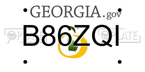 B86ZQI Georgia License Plate