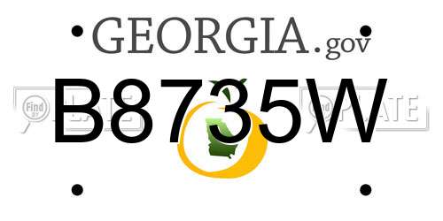 B8735W Georgia License Plate