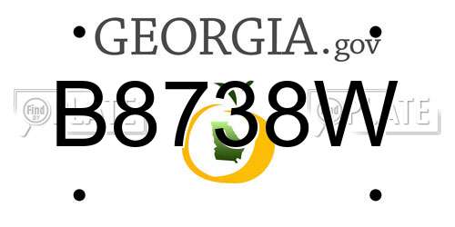 B8738W Georgia License Plate