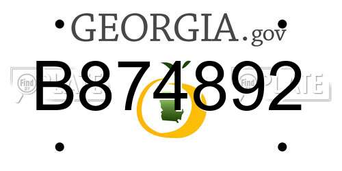 B874892 Georgia License Plate