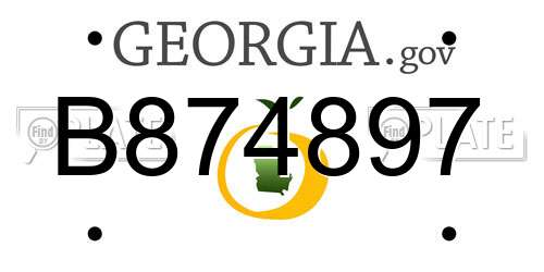 B874897 Georgia License Plate