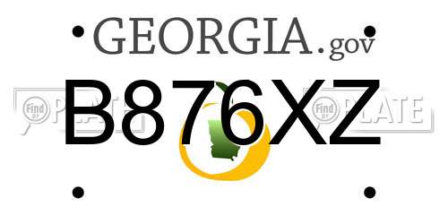B876XZ Georgia License Plate