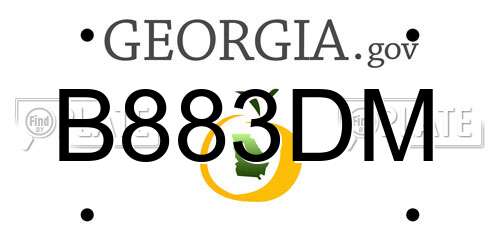B883DM Georgia License Plate