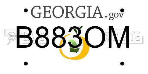B883OM Georgia License Plate
