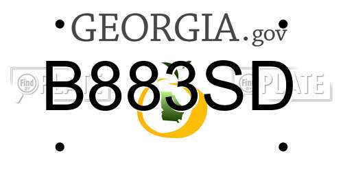 B883SD Georgia License Plate
