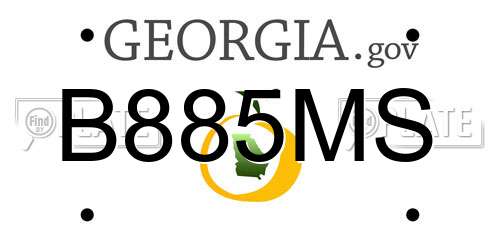B885MS Georgia License Plate