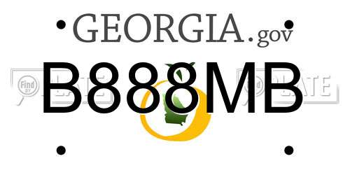 B888MB Georgia License Plate