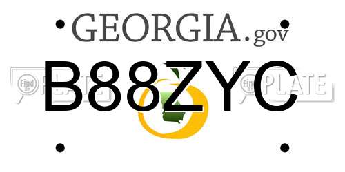 B88ZYC Georgia License Plate