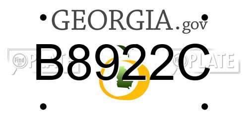 B8922C Georgia License Plate