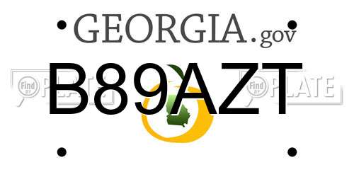 B89AZT Georgia License Plate