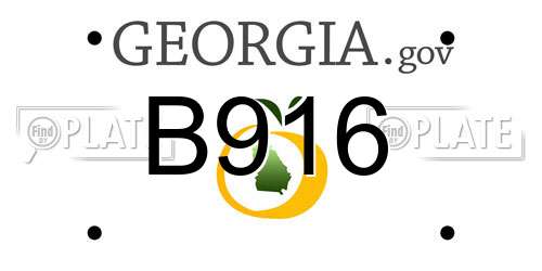 B916 Georgia License Plate