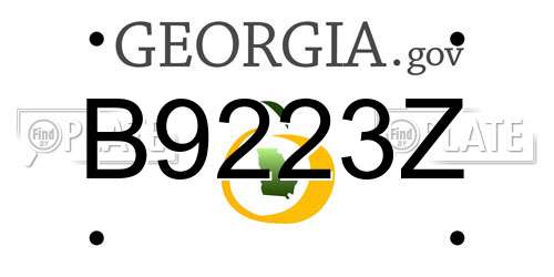 B9223Z Georgia License Plate