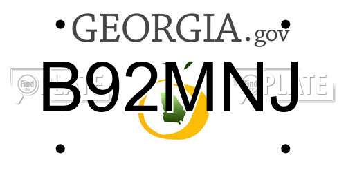 B92MNJ Georgia License Plate