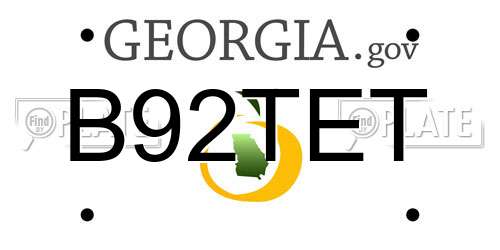 B92TET Georgia License Plate