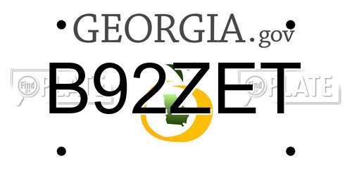 B92ZET Georgia License Plate
