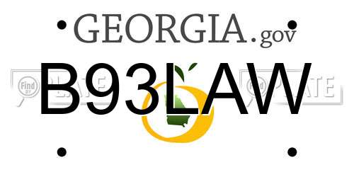 B93LAW Georgia License Plate