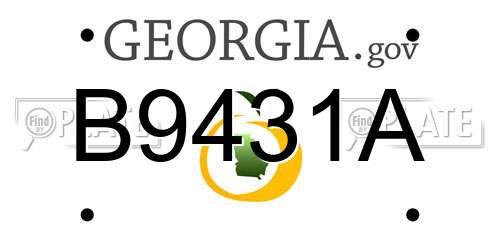 B9431A Georgia License Plate
