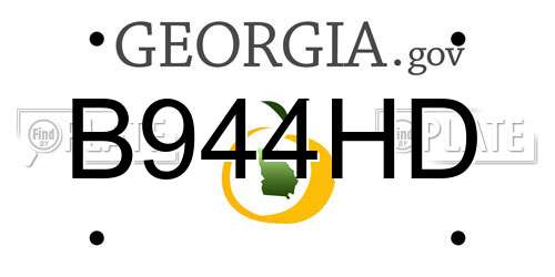B944HD Georgia License Plate