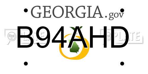 B94AHD Georgia License Plate