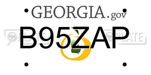 B95ZAP Georgia License Plate