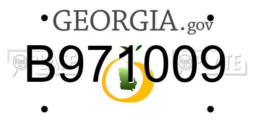B971009 Georgia License Plate