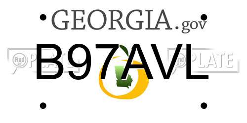 B97AVL Georgia License Plate
