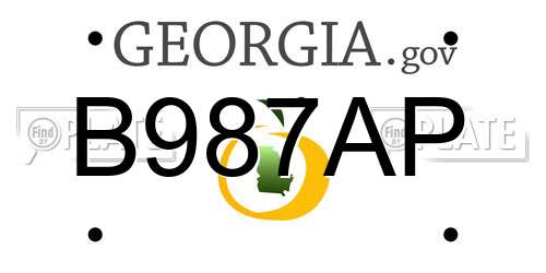 B987AP Georgia License Plate