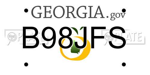 B98JFS Georgia License Plate
