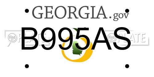 B995AS Georgia License Plate